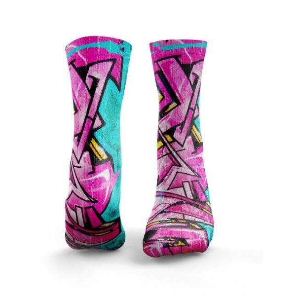 Meias GRAFFITI Pink & Blue - HEXXEE Socks