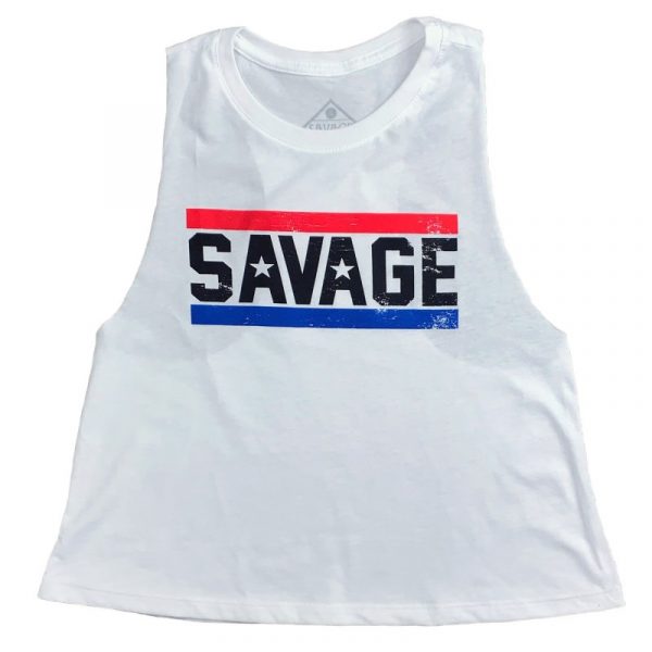 Racer Crop Tank - RED, WHITE & BLUE - Savage Barbell