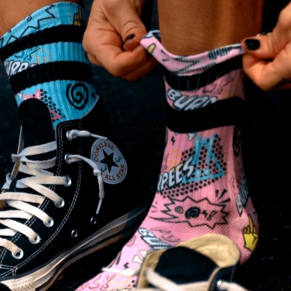Meias F BURPEES Pink & Blue - HEXXEE Socks