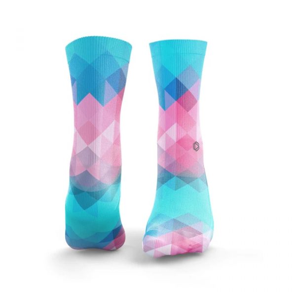 Meias GEO TWIST Pink & Blue - HEXXEE Socks